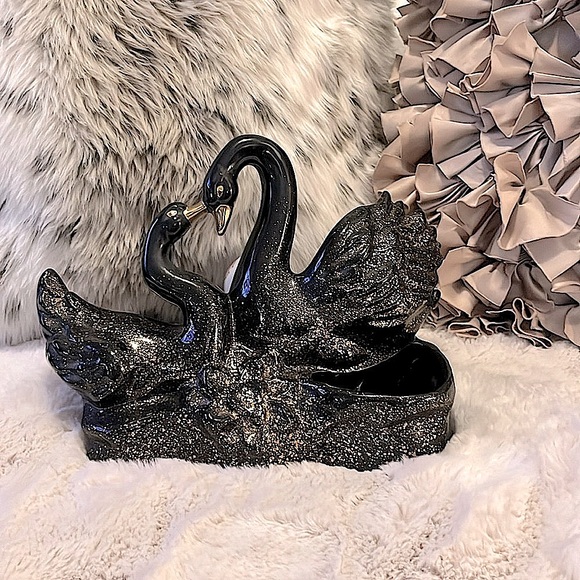 Kissing Swans Royal Fleet California Pottery Black and Gold...